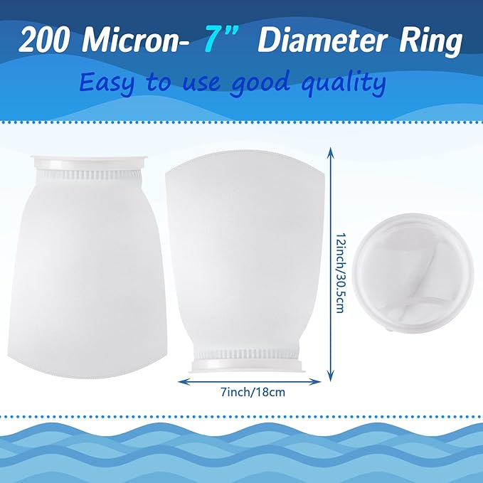 Jecery 16 Pack Ring Filter Socks 200 μm Aquarium Filter Bags Aquarium Socks for Tank Sump Saltwater Freshwater(12 × 7 inches)