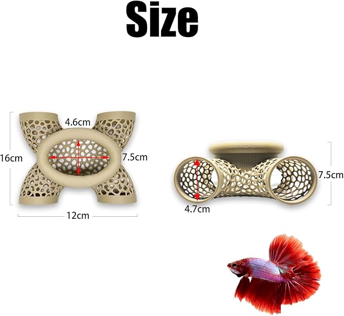 Aquarium Floating Betta Fish Log, Hide Tunnel and Hammock Toy, Small Fish Or Shrimp Hide Resting Cave, Floating Feeder, Feeding Ring, Tank Accessories Decoration (Wood Color)