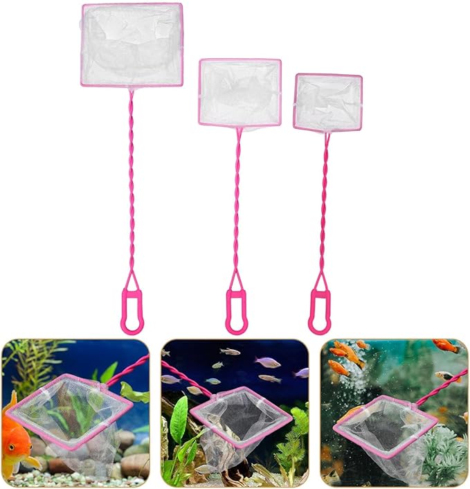 POPETPOP Aquarium Fish Net 19.3 Inch Long Handle Fine Mesh Fishing Scoop Net for Fish Tank Freshwater and Saltwater Use Durable Wire Core Frame
