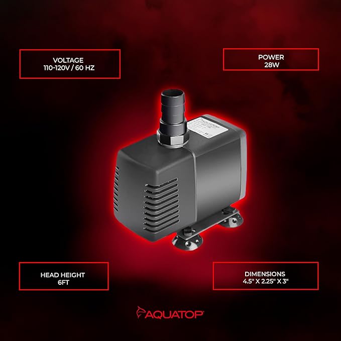 Aquatop MaxFlow Submersible Pump 343 GPH – Adjustable Flow for Aquariums, Sumps, Statuary – Efficient Water Circulation, SWP-1300 – Easy to Install