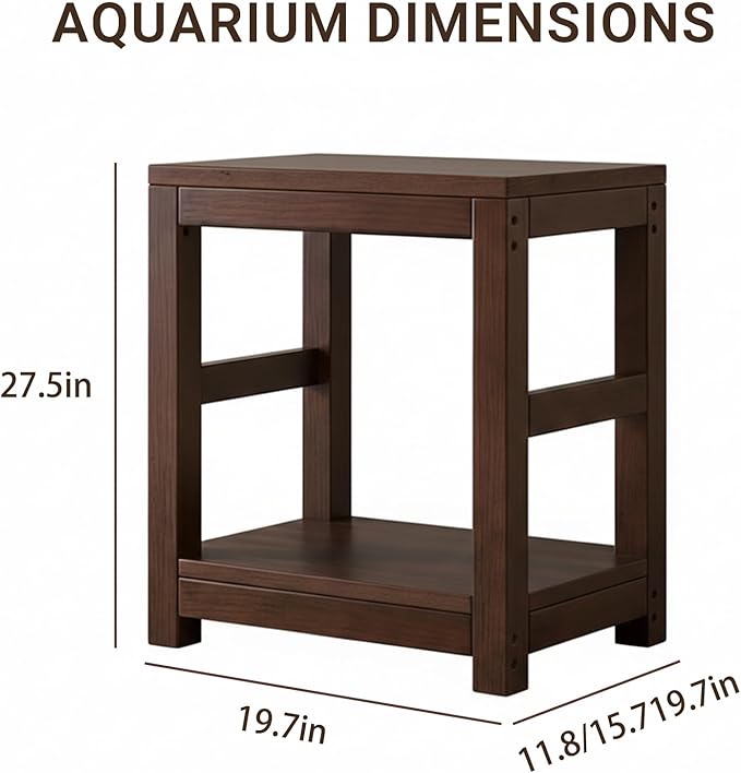 10-15 Gallon Solid Wood Fish Tank Stand, Heavy Duty Aquarium Stand, 660 lbs Load Capacity, Thickened Legs, Easy to Install, L19.7 × W15.7 for Home & Office Aquarium Stands