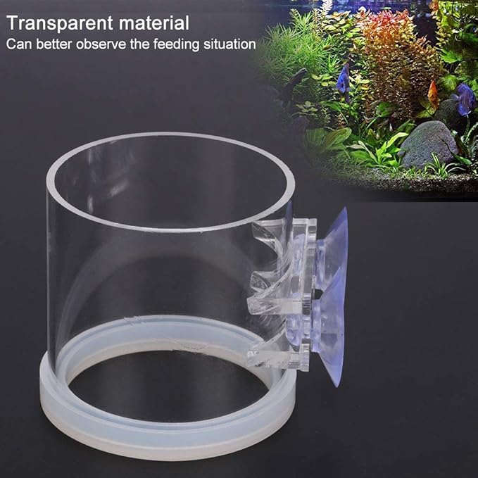 Acrylic Transparent Fish Feeding Ring Food Feeder with Suction Cup for Aqarium Fishing