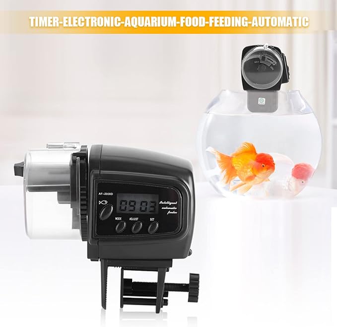 Tyenaza Automatic Fish Feeder, Electronic Fish Feeder with Digital LCD Dispenser Timer Automatic Aquarium Tank Food Feeding Machine