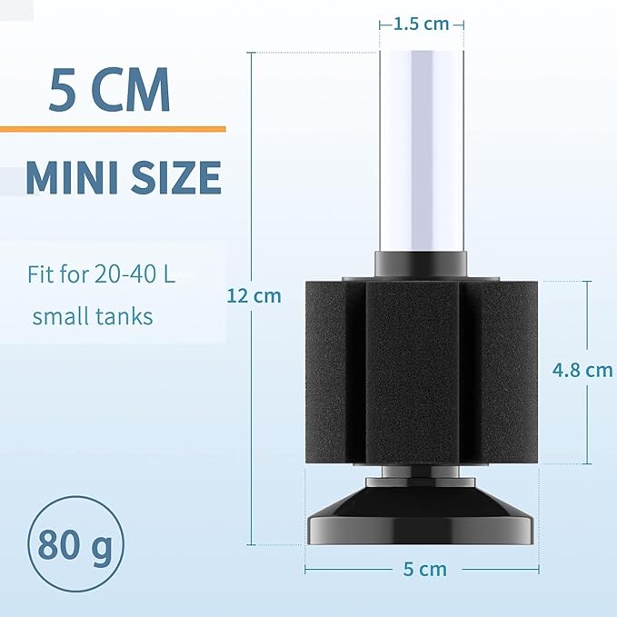 Pawfly 50 GPH Aquarium Air Pump for 10-60 Gallon Fish Tanks Dual Outlet Adjustable Ultra Quiet Aerator Pump with Airline Tubing, Air Stones Connectors, Check Valves and Nano Bio Sponge Filter