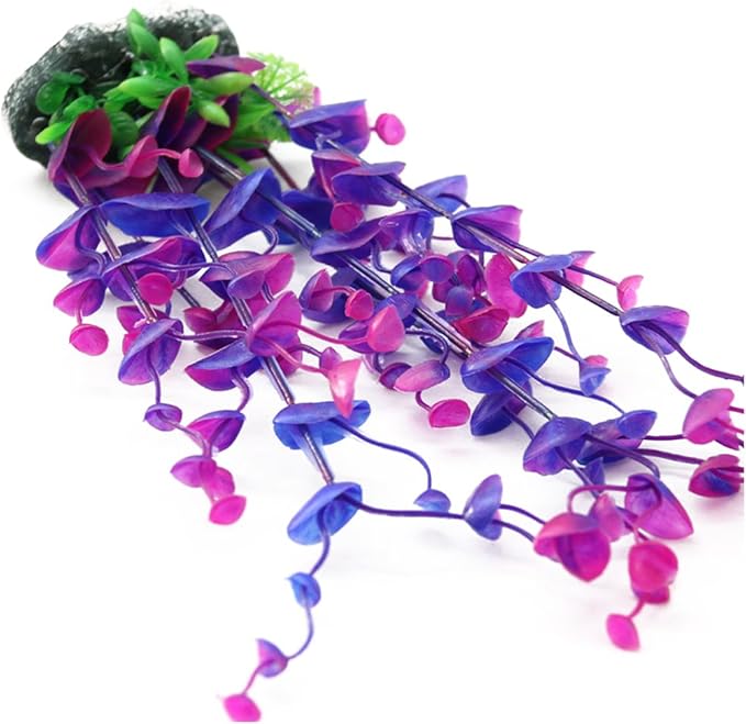YOY Aquarium Decor Fish Tank Decoration Ornament Artificial Plastic Plant/Grass Set of 2,Multi-Colored