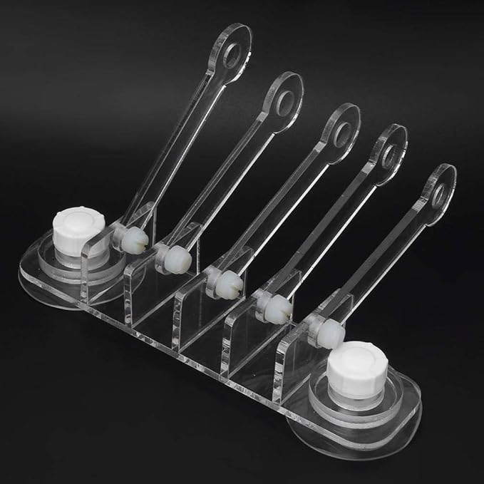 Pssopp Aquarium Frag Rack Acrylic Transparent Five Claw Life Tree Shape 5-Hole Frag Plugs Bracket Base with Suction Cup