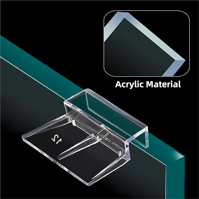 40 Pcs Fish Tank Lid Acrylic Holders – Secure Bracket Support for Rimless Aquarium Glass(Clip Width 10mm)