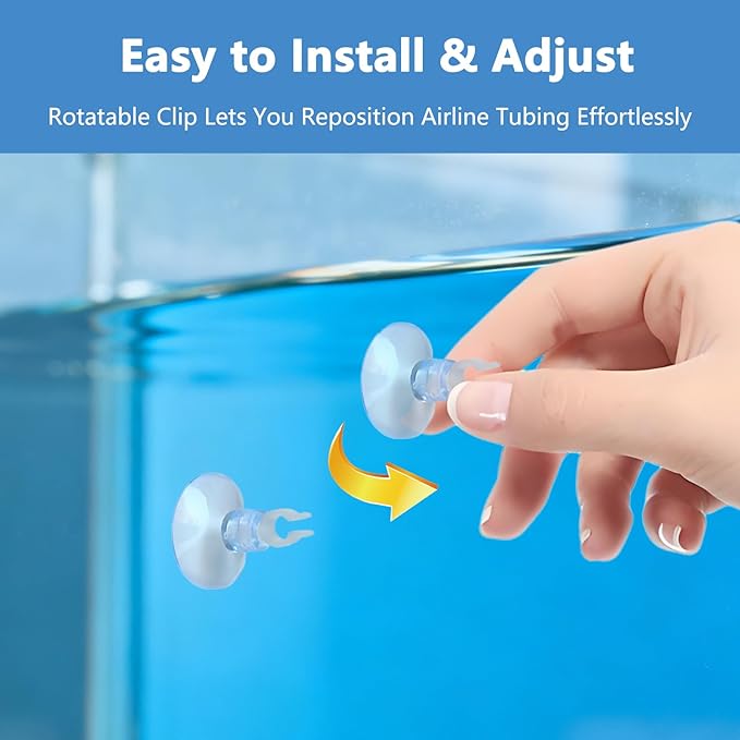 50Pcs Aquarium Suction Cups with Clips Airline Hose Holders for Tubing Small Clear Cup Clamps for Fish Tank Air Line Mini Heater Tube Holder Clamp Clips for Aquarium Air Accessories 3/16