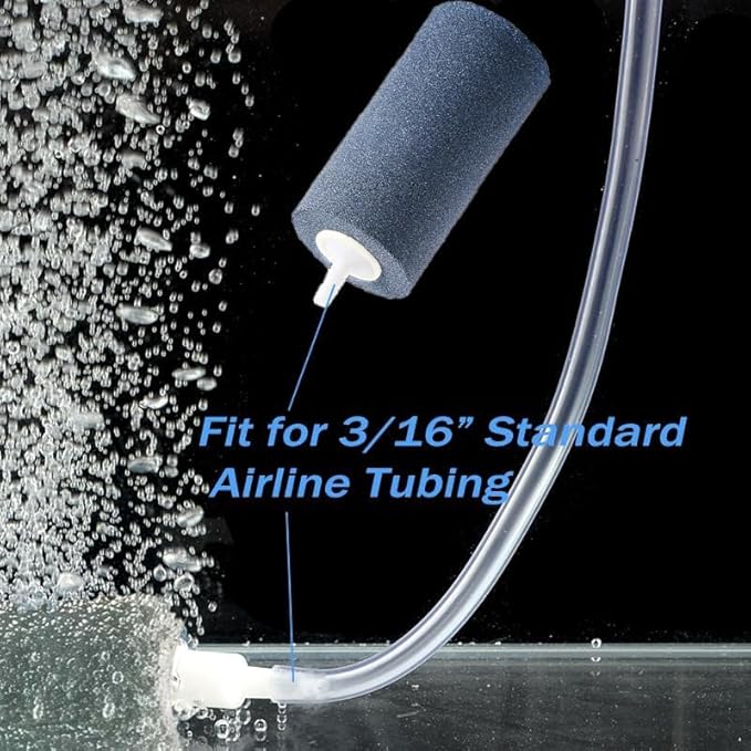 4" x 2" Air Stones for Hydroponics & DWC Buckets - High-Flow Cylinder Aerator for Compost Tea Brewing, Koi Pond & Aquarium Fish Tank - Non-Clogging Silicon Carbide Bubbler (6-Pack)