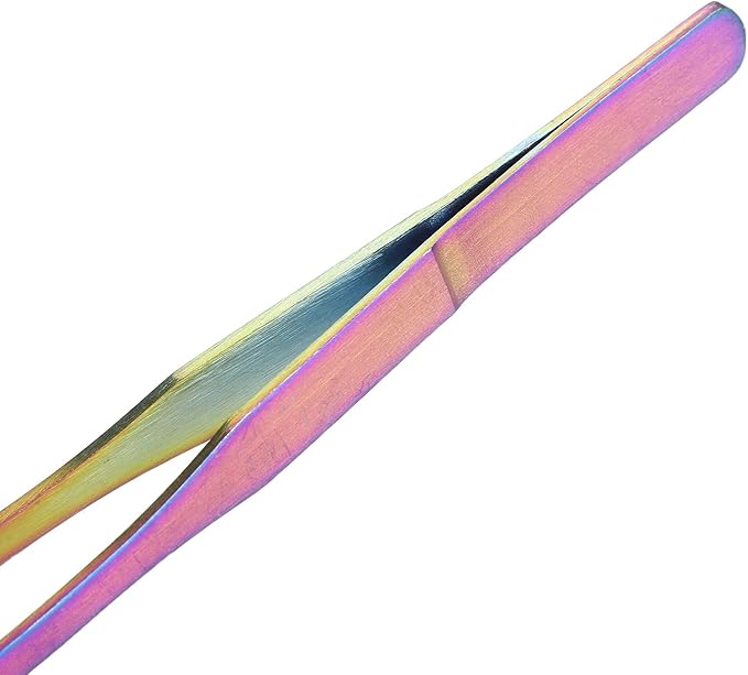 TITA-DONG 27cm Reptile Feeding Tongs, Rainbow Color Aquarium Tweezers Stainless Steel Fishbowl Long Tweezers, Aquascaping Tools for Hold Worms, Reptiles, Lizards, Bearded Dragon(27cm Curved Clip)