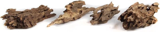 emours Driftwood Branches Reptiles Aquarium Decoration Assorted Size,(5.5-8 inch in Length),4 Pieces (Shrimp Wood)