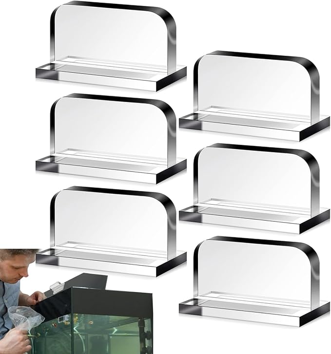 flexman 6Pcs Aquarium Lid Handles, Adhesive Rectangle Transparent Acrylic Fish Tank Cover Handles, Aquarium Cover Handle Replacement for Fish Tank