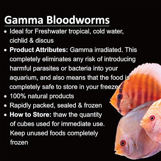 Tropical Marine Centre Gamma Frozen Food Bloodworm Blister Pack Fish Food, 570 Grams, Pack of 6