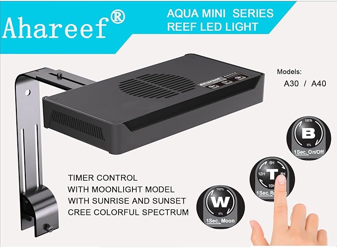 35W Full Spectrum Reef LED Light for SPS/LPS Corals – Dimmable Aquarium Light with Sunrise, Sunset & Moonlight Modes – Perfect for Saltwater & Nano Reef Tanks (10-24 Inch, up to 40 Gallons)