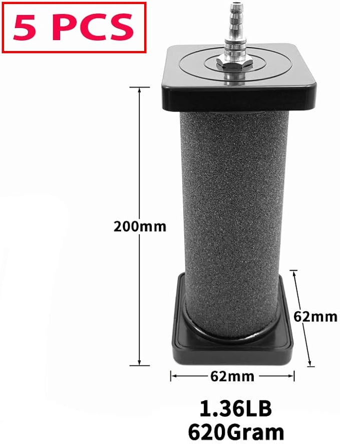 HiSin 5PCS 8 X 2 Inch Cylinder Air Stone for Aquarium & Hydroponics