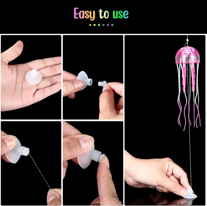 Yinder 17 Pcs Fish Tank Decorations, Include 11 Aquatic Plants and 6 Artificial Jellyfish, Colorful Fish Tank Plastic Plants Accessories for Aquarium Household and Office