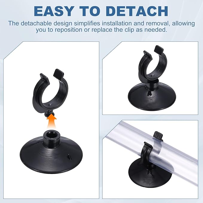 Aquarium Suction Cups, Fish Tank Suction Cups Clips Airline Tube Holders Clamps (Plastic, 15Pcs, Black) for 0.5" Fish Tank Airline Tubing Binding Moss Shrimp Nest, 13x30MM