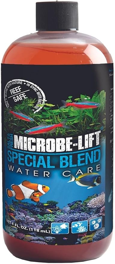 MICROBE-LIFT Special Blend Aquarium Water Care Treatment, Cleaner & Clarifier for Fresh and Saltwater Fish Tanks, Reduces Maintenance & Helps with Aquarium Algae Control and Odor, 4 Ounces (SBH04)