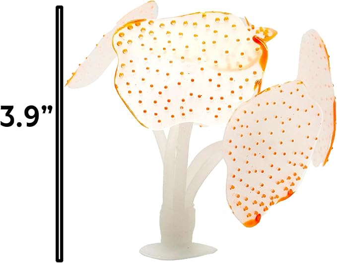 CTWPets Glowing Artificial Coral Aquarium Decoration – Starlight Feather Silicone Ornament – UV & Blue Light Reactive Fish Tank Decor (Glowing Orange)