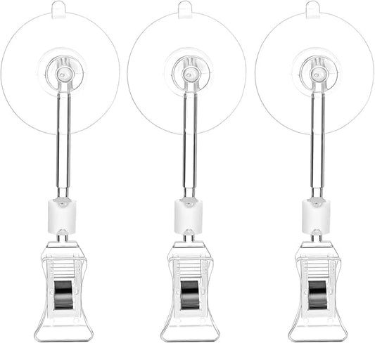 LIOOBO Aquarium Suction Cups Clips: 3PCS Fish Tank Veggie Clips, Fish Tank Airline Holder Clips, Aquarium Suction Cups with Clips