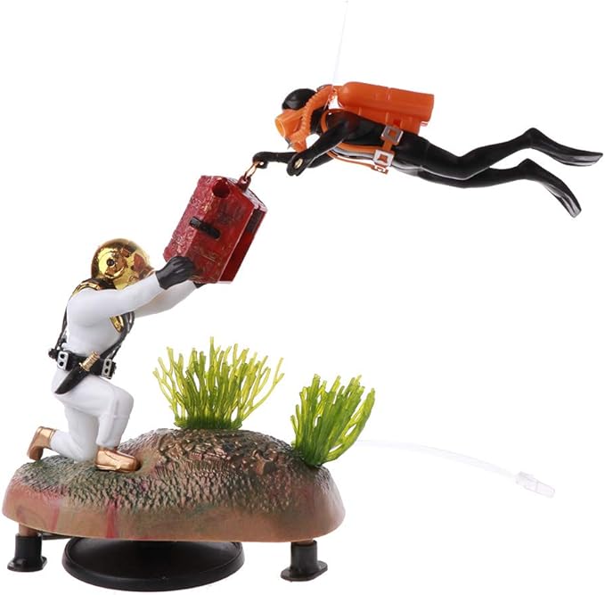 Aquarium Resin Ornaments Diver Decorations Fish for Tank Accessories Landscape Decor Heater Light Thermometers Plant Gravel Sand Filter Stand 4.29x 2.34x 3.51 in