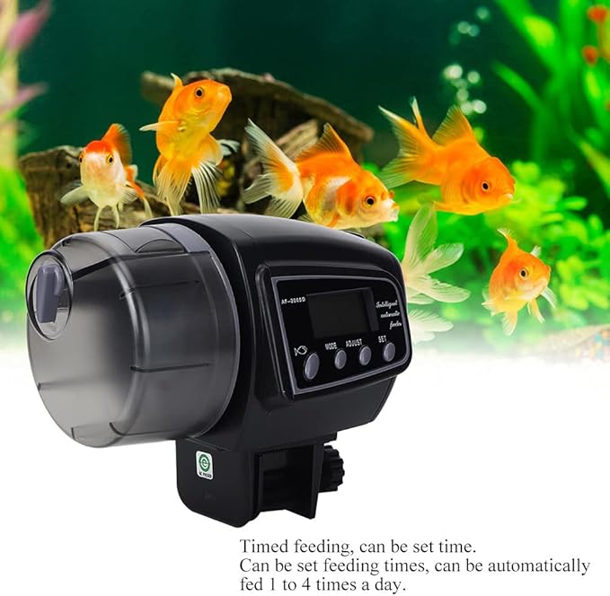 Adjustable Automatic Feeder Food Timer for Fish Tank Aquarium, 50-100g Capacity with Display Screen - Easy Scheduled Feeding, Clip & Hook Fixing, Ideal for Travel and Holiday