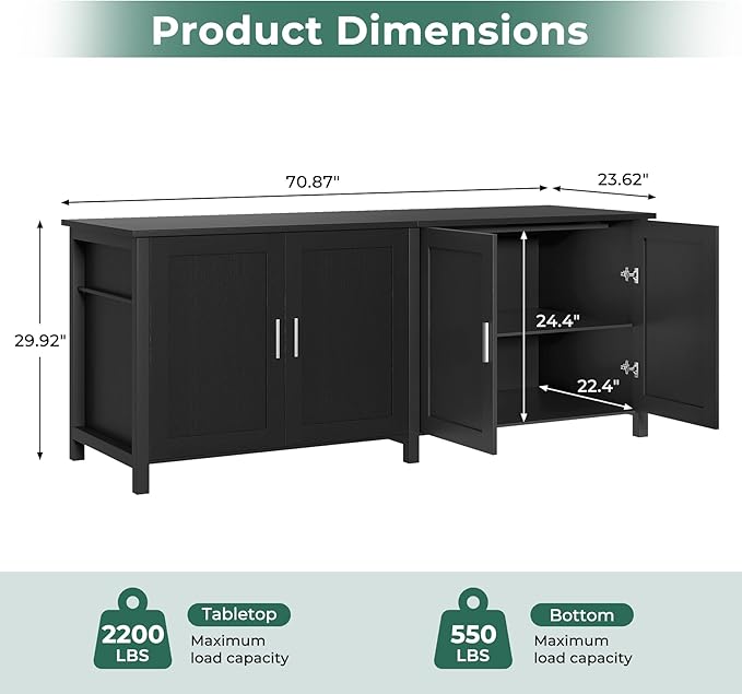 Miereirl 180-200 Gallon Fish Tank Stand, Heavy Duty Aquarium Stand,Fits 125/150/180/200 Gallon Tank Stand, Cabinet Storage for Fish Tank, Turtle Tank, Reptile Terrarium, 2200 lb Capacity