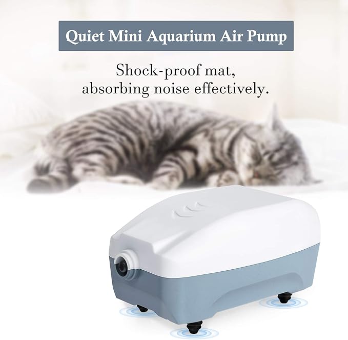 HITOP 2W Single Outlet Aquarium Air Pump, 1.5L/Min Fish Tank Aerator with Accessories, Quiet Oxygen Pump for Small Tank up to 15gallon