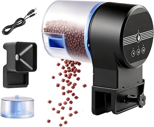 Auto Fish Feeder | with Timer Smart Rechargeable,Automatic Fish Feeder Small Tank | for Home Office Apartment Travel Vacation Pond