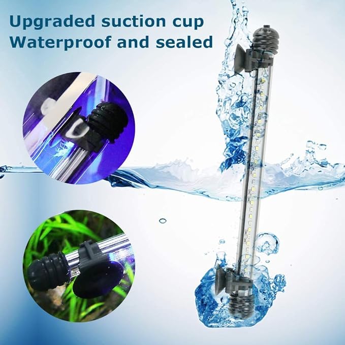 Aquarium Light for Fish Tank,Auto on/Off Submersible White and Blue Aquarium Plant Light with Timer and dimming Function (7.5 inch （Timer & Dimming Function)