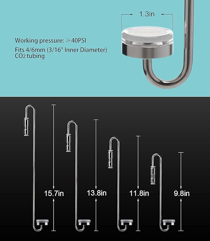 CO2 Diffuser Stainless Steel 25cm for Planted Aquarium & Replacement Ceramic Plate