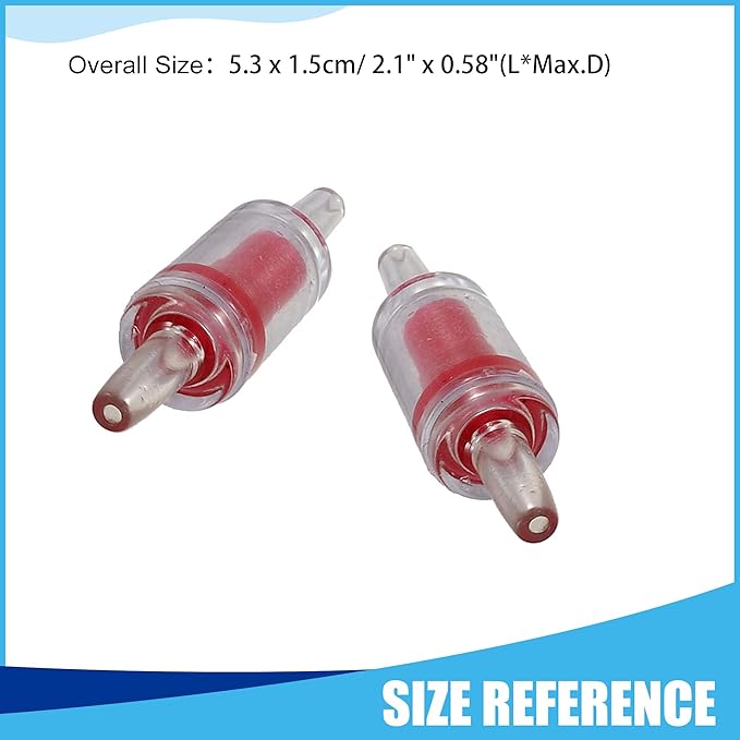 Plastic Air Pump Check Valves, Non-Return Check Valve for Fish Tank, 2.1x 0.58 Inch (Red 5 Pcs)