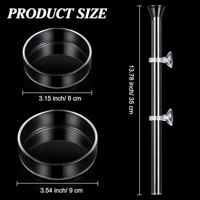 CHENGU 3 Pieces Shrimp Feeding Tube and Dish Set, 14 Inch Glass Shrimp Feeder Tube and 2 Aquarium Dish Bowl Fish Tank Feeding Supplies for Fish Tank Aquarium