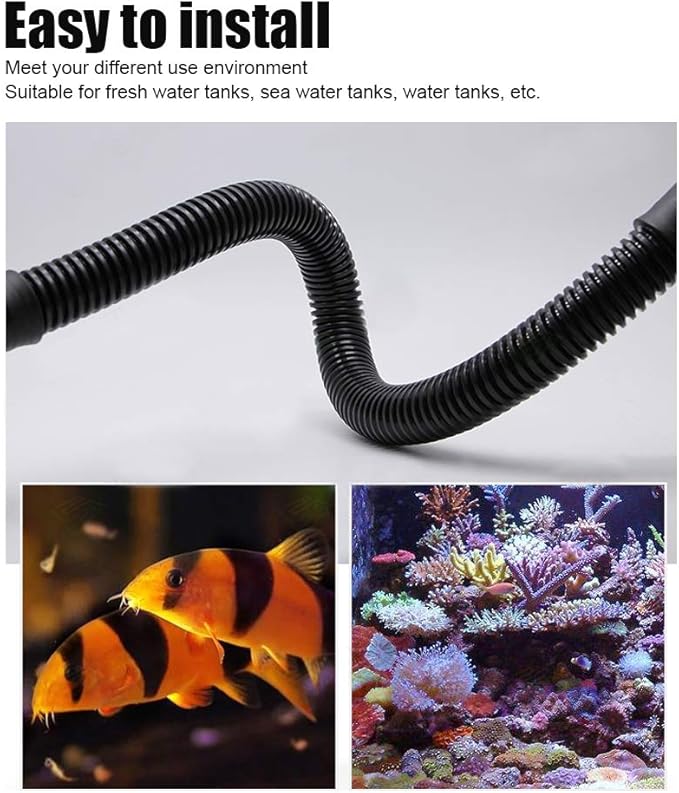 Aquarium Hose 25mm ID PVC Corrugated Tubing for Waterfall Pump Connection Reliable , 360掳 Flexible Bend Prevents Leaks, Fish Tank Water Supply System Maintenance