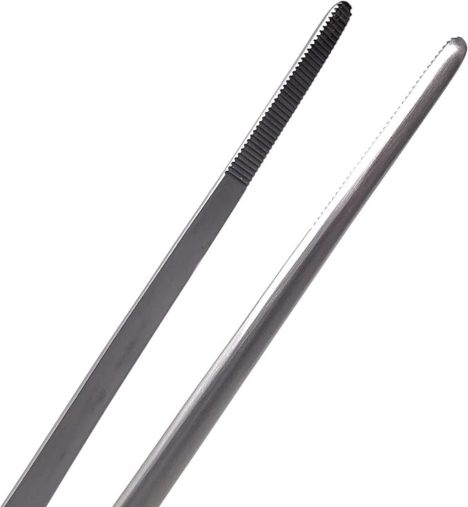 A2Z-Aquascaping Maintenance Tools Accessories,Anti-Rust Stainless Steel Tweezers Scissors Spatula for Aquarium Tank Clean, Fish Tank, Bonsai, Algae Scrapers (12" Serrated Tweezers - Straight)