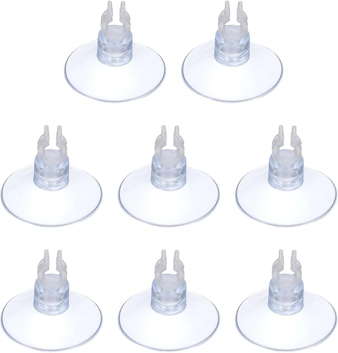 Aquarium Suction Cups, Fish Tank Suction Cups Clips Airline Tube Holders Clamps (Plastic, 8Pcs, Clear) for 0.2" Fish Tank Airline Tubing Binding Moss Shrimp Nest, 5x25MM
