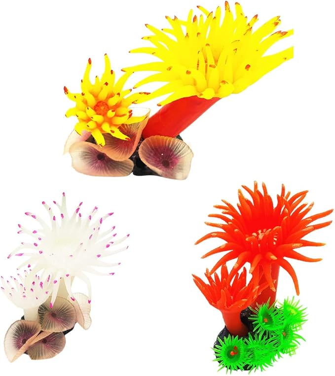 Soft Silicone Artificial Corals Simulation Aquarium Plant Fish Tank Ornament - Yellow