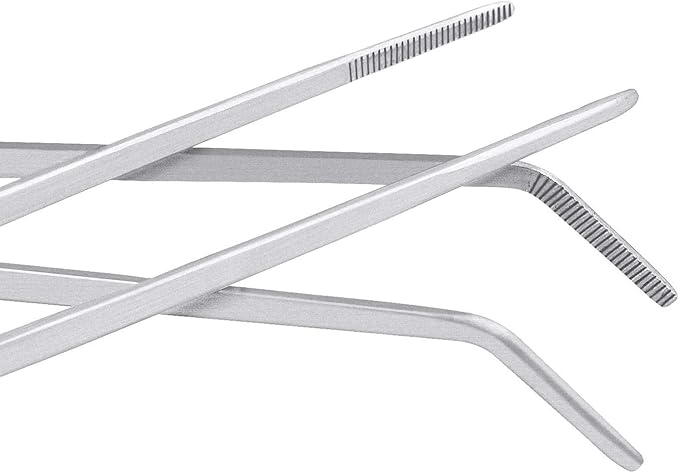 3Pcs Aquascaping Tools Kit, Long Stainless Steel Aquatic Plant Tweezers, Scrapers, Long Handle Feeder Tools for Fish Aquariums, Reptiles Snakes Lizard Gecko Spider and Bird (Silver)
