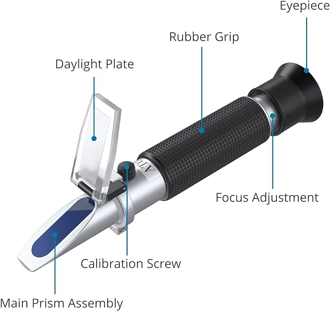 AUTOUTLET Refractometer Saltwater Aquarium for Seawater,Pool,Tank,Testing,Marine Fishkeeping, 0-100PPT & 1.000-1.070 Salinity Tester with ATC Function Hydrometer Specific Gravity Salinity Meter Kit