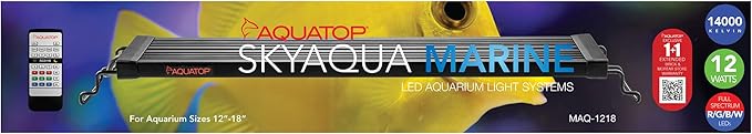 Aquatop SkyAqua Marine LED Saltwater Aquarium Light, 14000K Spectrum – Fits 12-18-Inch Tanks, 3 Position Toggle Switch & Included Remote Control, Aquarium Lights for Fish Tanks, UL & CSA