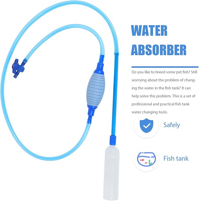 Toyvian Fish Tank Cleaner Gravel Vacuum Water Changing Device Sand Washing Tool Large Blue Aquarium Gravel for Household Aquatic Pet Maintenance
