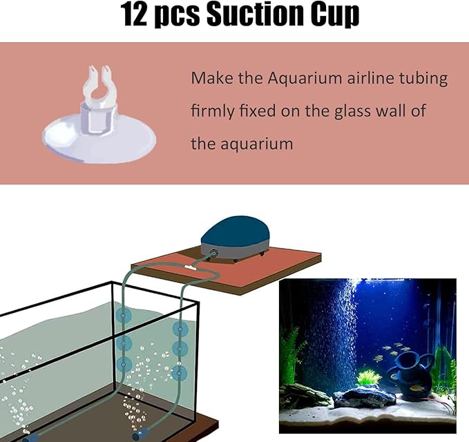 Aquarium Air Pump Accessories - Contains Airline Tubing, Control Valve, Air Stones, Connectors, Check Valves, Suction Cups