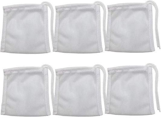Fish Tank Small Sized Filter Bags, 6 Pack High Flow Bags 3 by 4 inches Aquarium Filter Media Mesh Bags with Nylon Drawstrings,White