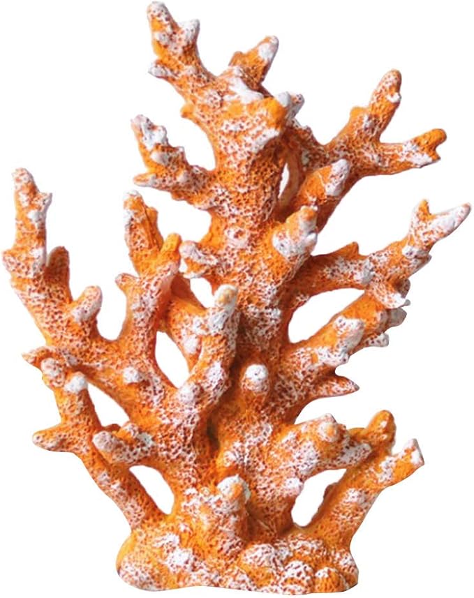Taotenish Artificial Coral Ornament Underwater Sea Plants Decorations Craft Resin Aquarium Plants Coral Fish Tank Decorations - Yellow