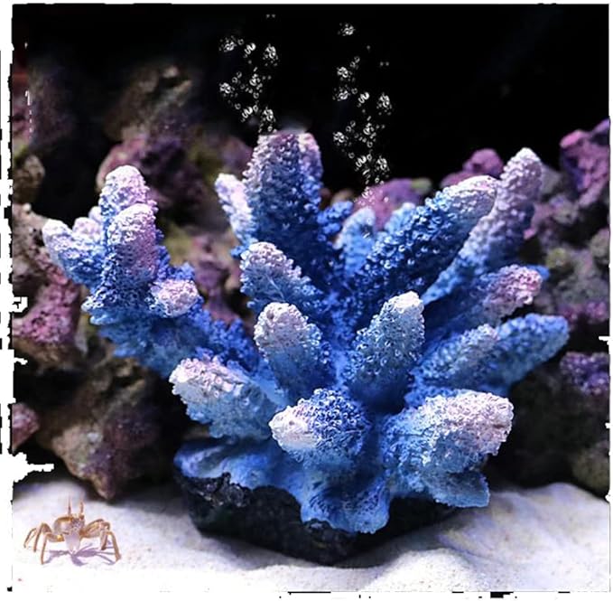 Artificial Coral Lifelike Aquarium Reef Fish Tank Landscaping Ornament for Aquarium Decoration 1PCS (Blue)