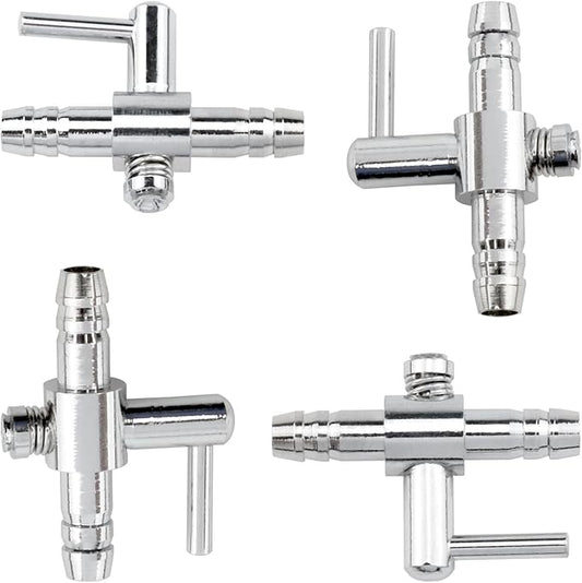 One-Way Air Flow Tubes Stainless Steel Pump Lever Control Valves for Aquarium Fish Tank (Silver) -4PCS