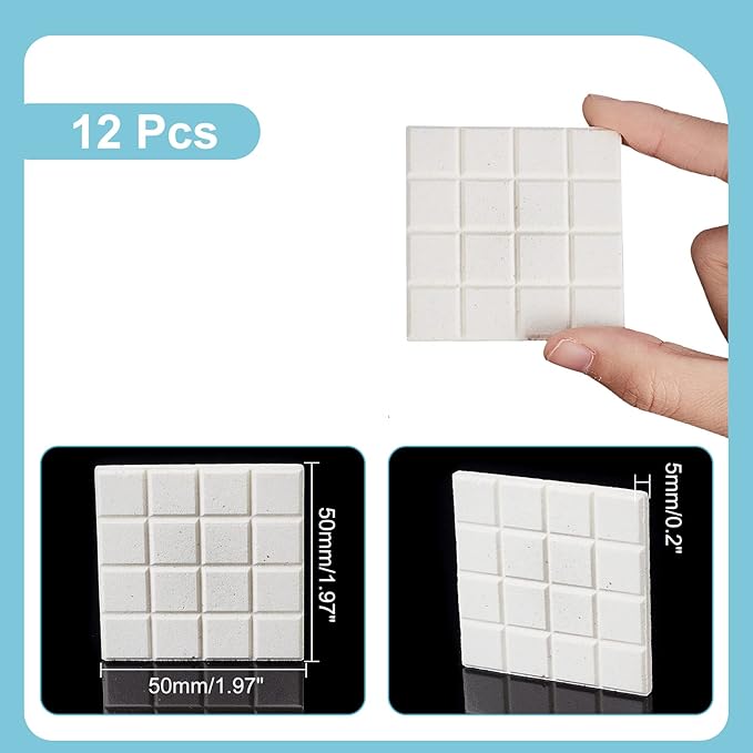 CHGCRAFT 12Pcs Ceramic Coral Frag Tiles Aquarium Coral Rack Support Bracket Aquarium Coral Base Stand Square Base Tiles Heat Diffuser Sheet for Most Aquarium Coral Fragments