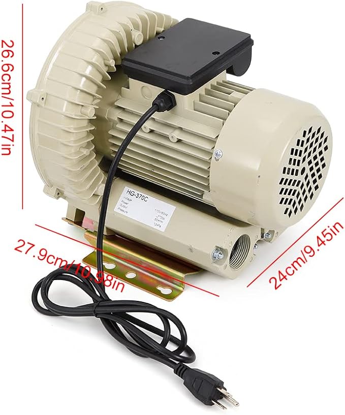 110V High Pressure Commercial Electric Air Pump Aquarium,Hydroponics Aquaculture Fish Pond Air Pump Blower for Aquarium Pond Fish Tank 370W 60m³/h