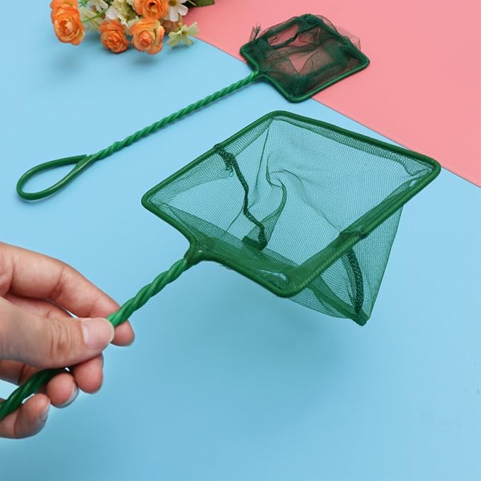 POPETPOP 2pcs Fish Fishing Net Nylon Mesh Tear-Resistant Design for Safe Catching Aquariums Twisted Plastic Handle for Versatile Use