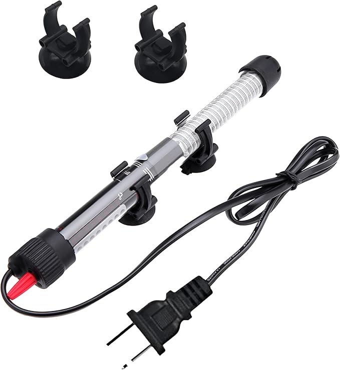 JacobsParts 50W Submersible Aquarium Heater, Adjustable Temperature for Fish Turtle Tank with Suction Cup Mounting